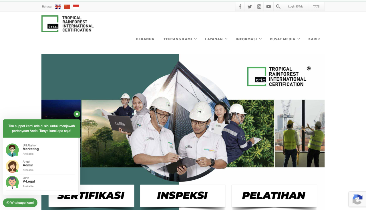 Website dan Sistem Informasi PT Trifos Internasional Sertfikasi