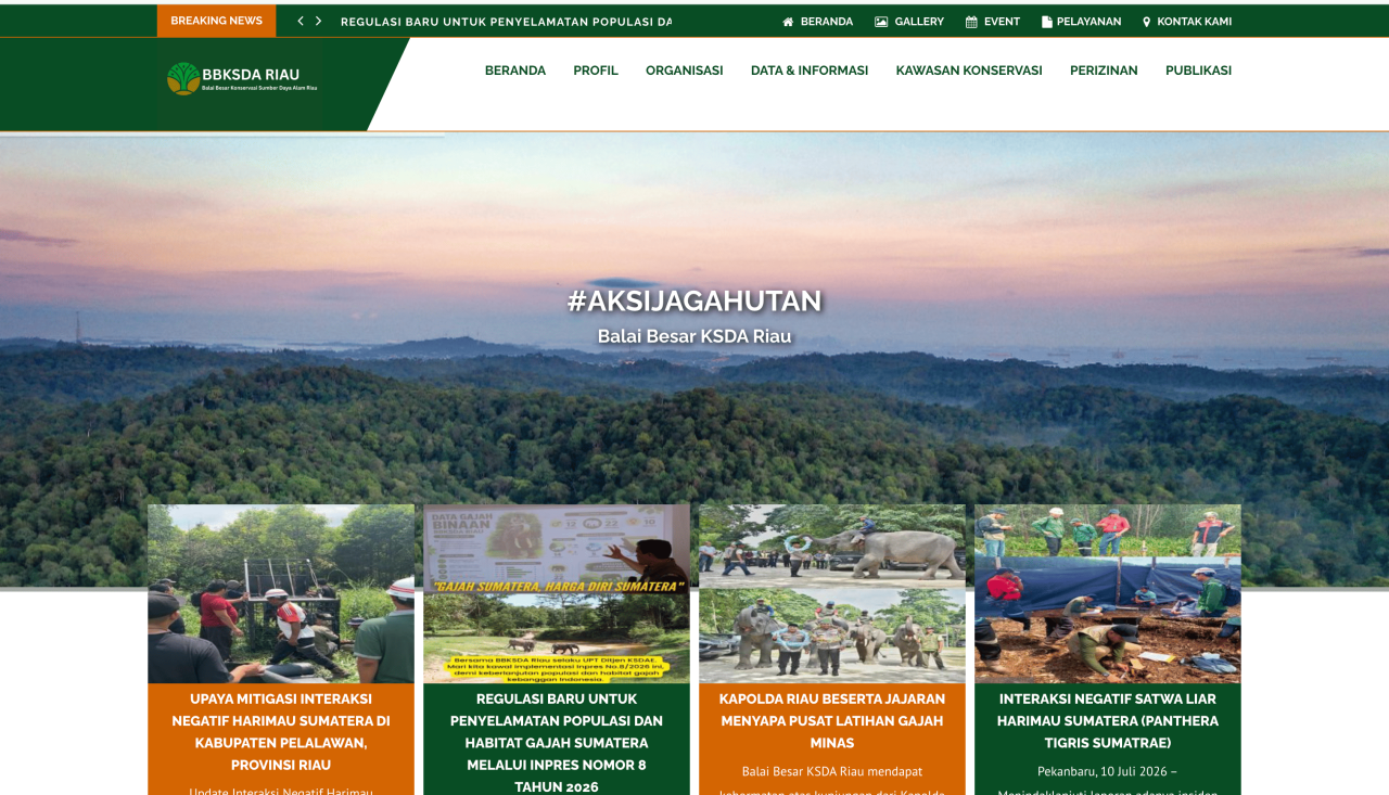 Website dan Sistem Informasi BBKSDA Riau